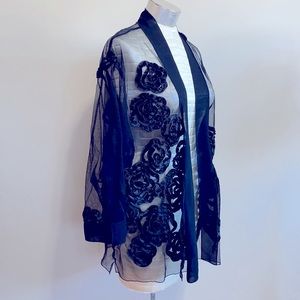 Rose lace and netting cover up robe shawl